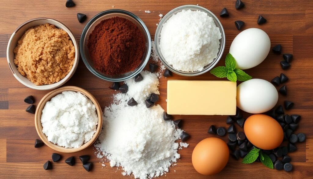 Ingredients for chocolate sugar cookies