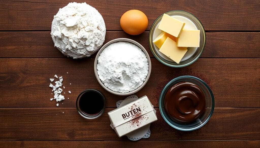 Boston Cream Pie Ingredients Flat Lay