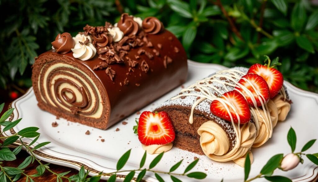 Decorated Chocolate Cake Roll