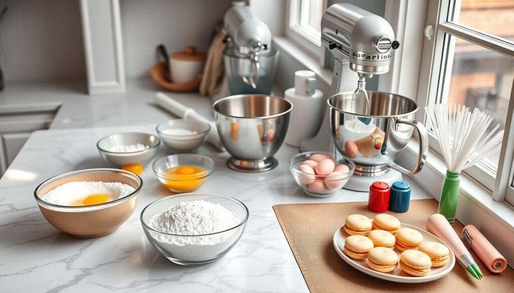 French Macaron Recipe Workspace Preparation