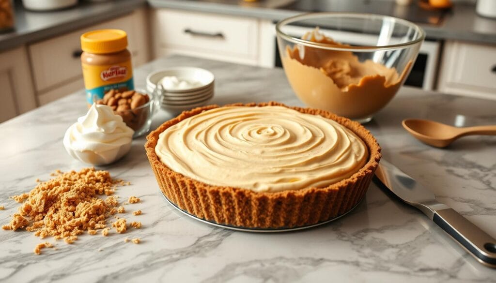 No Bake Peanut Butter Pie Assembly