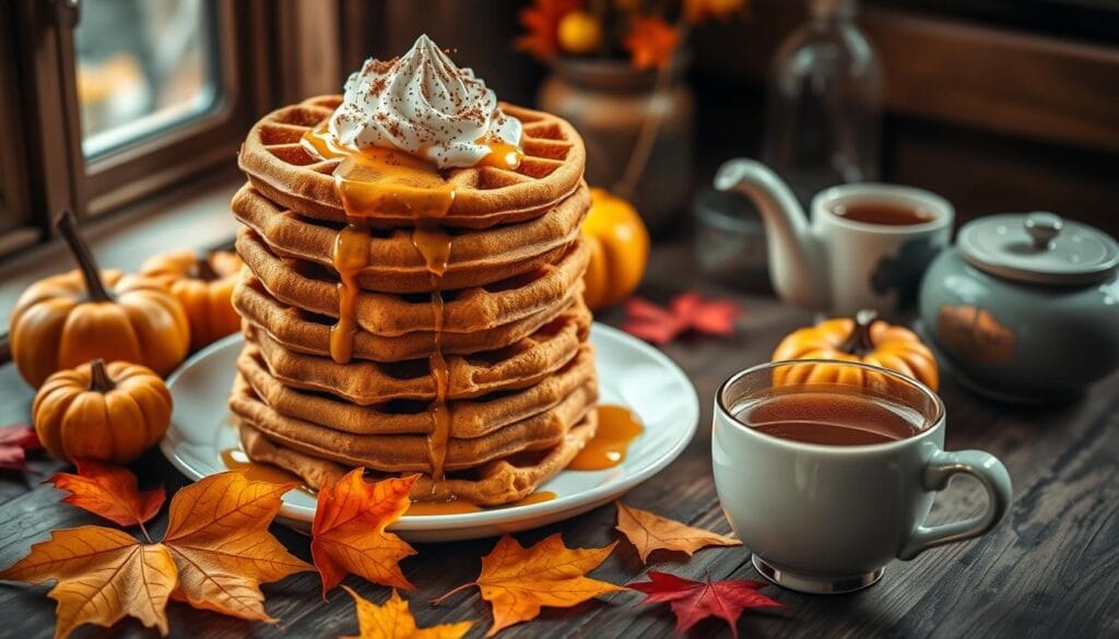 Pumpkin Waffles Autumn Breakfast