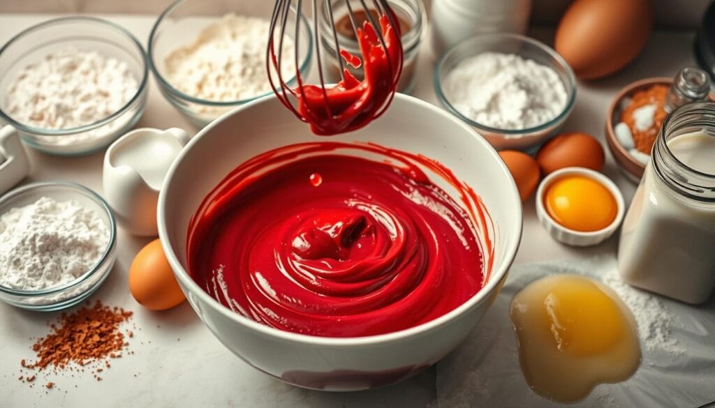 Red Velvet Cake Batter Preparation