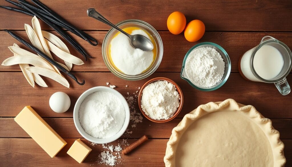 Vanilla Cream Pie Ingredients Flat Lay