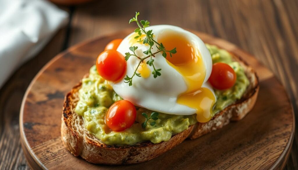 avocado toast with poached eggs