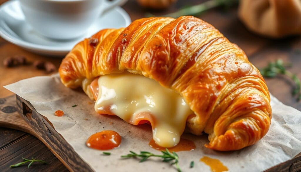 baked ham and cheese croissant