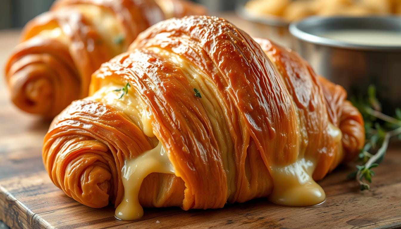 baked ham and cheese croissant