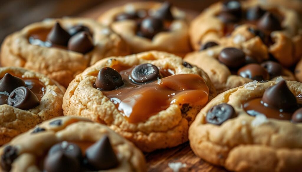 caramel stuffed chocolate chip cookies