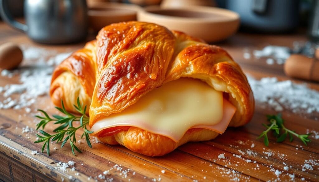 cheesy baked croissant