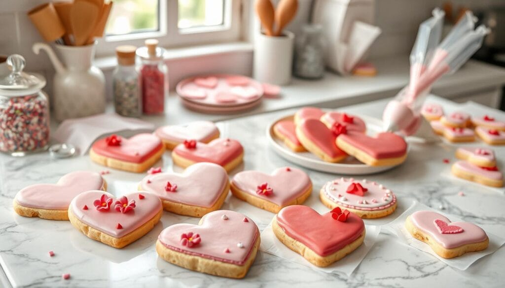 decorating valentine cookies