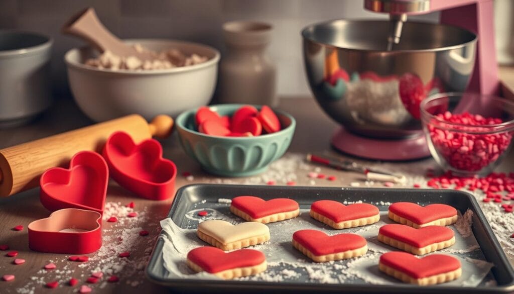 heart-shaped cookies baking equipment