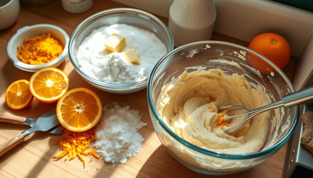 orange scones mixing process