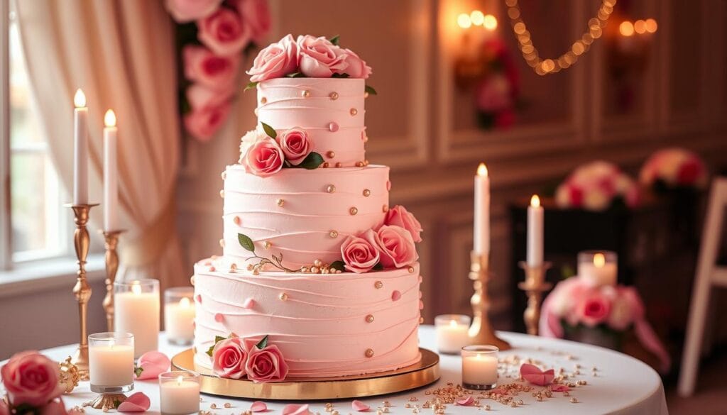 romantic rose-flavored pink champagne cake