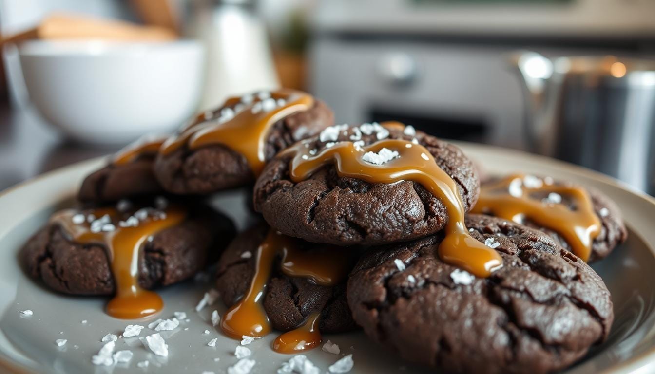 salted Caramel Dark Chocolate Cookies