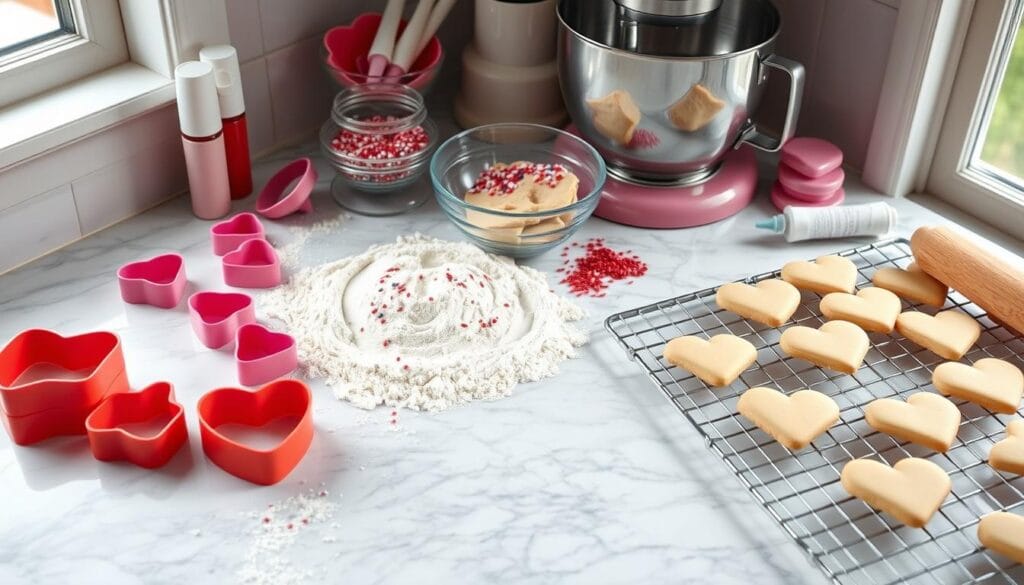 valentine sugar cookies workspace