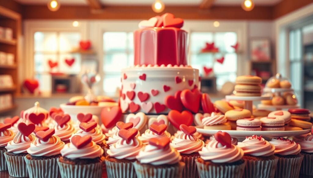 heart themed bakery goods