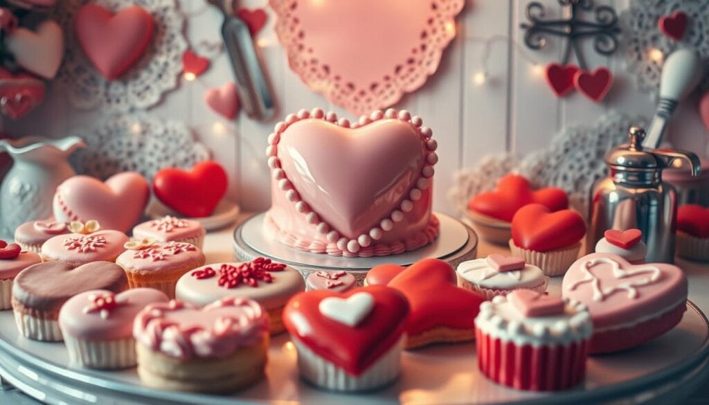 heart themed bakery goods