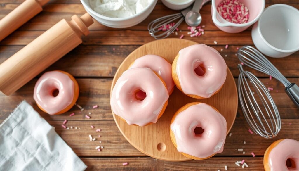 pink glazed donuts equipment