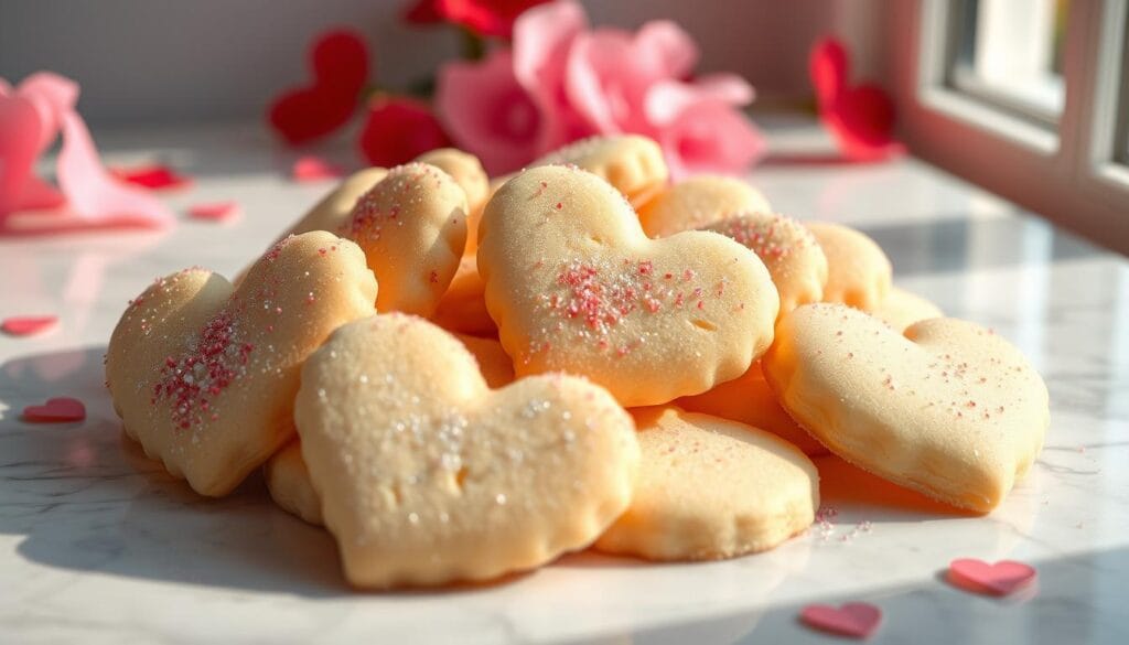 valentine's day sparkle sweetheart cookies