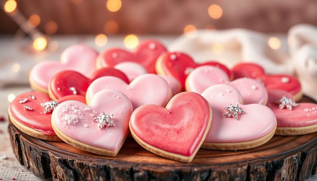 valentine's day sparkle sweetheart cookies